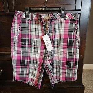 Lady Hagen Avignon Shorts in Pink/Black/White Plaid, Size 8